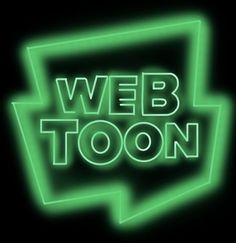 the words web toon are glowing green