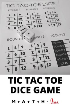 the tic tac toe dice game is on top of a sheet of paper