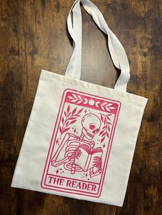 a tote bag with a skeleton on it