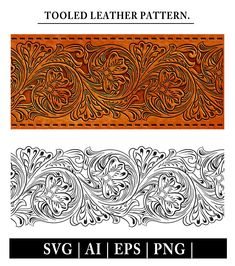 two different types of leather patterns, one with an ornate design and the other with floral designs