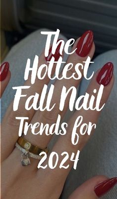 Fall Painted Nail Ideas, Red With Accent Nail, Fall Nail Art Inspiration, Nails Design Trending, Almond Gel Nails Ideas Fall, Autumn Nails 2024 Square, Fall Colors Nail Designs, Short Nails Autumn 2024, Simple Nails Ideas Short