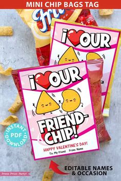 two valentine's day printables for kids to make with their own chips