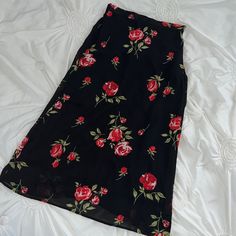 Gorgeous Rose Maxi Skirt Perfect For The Summer! The Waist Area Has A Little Stretch To It. The Tag Does Say It’s A Size Medium But It Runs Small So I Would Say It Fits An Xxs At Best. Condition: Perfect/Never Worn Brand: Amy Byer California Size: Medium Bundle My Items To Save!! #90s #Y2k #Vintage #Cottagecore #Floral #Maxiskirts #Midiskirts #Aesthetic #000s Casual Summer Skirt With Rose Print, Casual Rose Print Skirt For Summer, Casual Rose Print Summer Skirt, Red Floral Skirt, Rose Skirt, Vintage Cottagecore, Floral Midi Skirt, Little Outfits, Fancy Jewellery