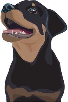 a black and brown dog with its mouth open