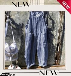 Strap Striped Jumpsuit Wide Leg Pants Summer Overalls With Pockets For Loungewear, Non-stretch Striped Pants With Pockets, Summer Loungewear Overalls With Pockets, Stretch Overalls With Pockets, Non-stretch Summer Overalls, Beach Overalls With Pockets, Striped Cotton Jumpsuits And Rompers For Summer, Summer Striped Cotton Jumpsuits And Rompers, Casual Wide Leg Loungewear Overalls