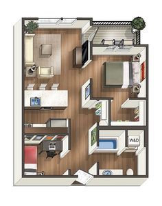 the floor plan of a two bedroom apartment