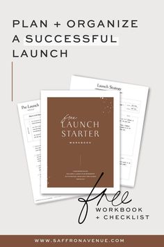 the lunch planner with text that reads, plan and organize a successful launch for your business