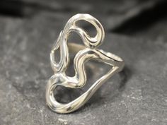 Abstract Heart Ring - Long Artistic Ring, Statement Silver Ring – Adina Stone Jewelry Tangled Ring, Asymmetrical Rings, Abstract Rings, Unique Silver Rings, Dope Jewelry, Silver Rings Handmade, Bijoux Diy, Ring Unique, Dream Jewelry