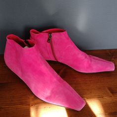 Pre Owned Pink Fuchsia Suede Booties Some Wear As In Photos Clean Interior Euro Size 39,5 Kitten Heel Square Toe Fits Best Half Size Down Sold Out At Neiman Marcus Prada Shoes, Suede Booties, Kitten Heels, Bootie Boots, Neiman Marcus, Prada, Ankle Boots, Women Shoes, Boots