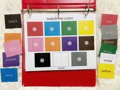 a bulletin board with matching colors on it