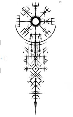 a drawing of a clock with arrows and symbols on the face, in black ink