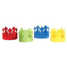 three crowns are shown in different colors