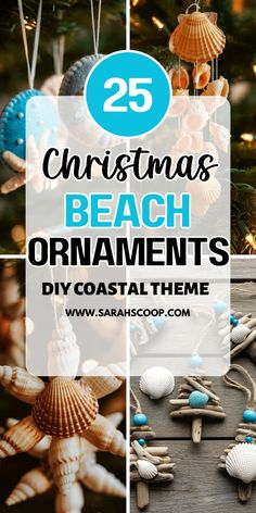 Add a coastal twist to your holiday decor with these 25 DIY Beach Christmas Ornaments! Perfect for a beachy vibe, these ornaments feature seashells, starfish, sand dollars, and ocean-inspired designs to bring a bit of the seaside to your Christmas tree. #BeachChristmas #CoastalChristmas #DIYOrnaments #ChristmasCrafts #BeachyDecor #CoastalHoliday #SeasideChristmas #ChristmasDecor Surfboard Ornaments Diy, Seashell Xmas Ornaments, Under The Sea Ornaments Diy, Diy Starfish Ornaments, Beach Christmas Diy, Homemade Beach Christmas Ornaments, Diy Sea Shell Christmas Ornaments, Seaside Christmas Decor, Tropical Christmas Crafts