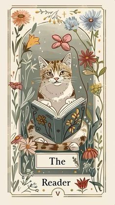 :: Tarot Card Images, Kobo Wallpaper, Cat Tarot Cards, Cat Reading A Book, Reading Wallpaper, Watercolor Tattoo Ideas, Kindle Scribe, Inspirational Digital Art, Whimsical Flowers