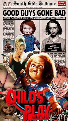 the poster for child's play starring chucky and his mother, who appears to be in an old movie