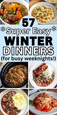 easy winter meals weeknight dinners Winter Sunday Dinner, Winter Meals Easy, Quick Winter Meals, Winter Supper Ideas, Dinner Recipes For Winter, Winter Dinner Recipes Healthy, Quick Winter Dinner Recipes, Winter Crockpot Meals, Easy Winter Dinner Recipes