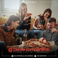 three people sitting on a couch eating pizza and drinking beer while the man is holding a slice of pizza