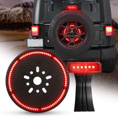 an image of a jeep with red leds on the tail light and tire cover