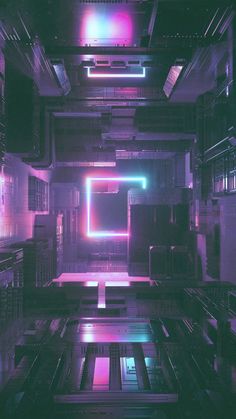 an image of a room with neon lights