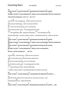 a sheet that has been written in the style of an old song, counting stars