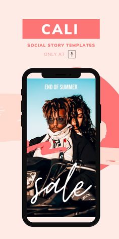 a cell phone with the text sale on it and an image of two people riding a motorcycle