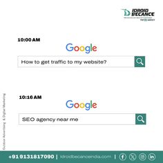 two screenshots showing the different types of google and how to get traffic to my website