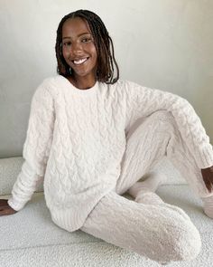 Ivory Cable Knit Pattern, Cable Pattern, Fuzzy Sweater, Sleepwear & Loungewear, Jogger Set, Knit Pattern, Sweater Pants, Knit Pants, Cable Knit Sweater