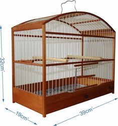 a wooden birdcage is shown with measurements