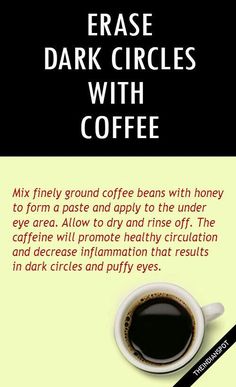 Coffee Eye Mask, Beauty Life Hacks, Diy Kosmetik, Dark Circle, Beauty Therapy, Beauty Diy, Beauty Remedies, Puffy Eyes, Beauty Recipe