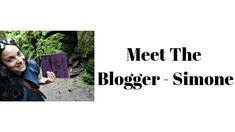 a woman holding a purple suitcase in her right hand and the words meet the blogger - simone