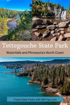 the tetegouche state park and minnesota's north coast with text overlay