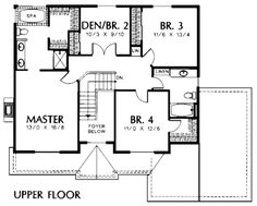 the upper floor plan for this house