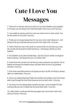 a poem that says, cute i love you messages for someone to write on their phone