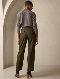 The art of dressing made easy.  Inspired by vintage designs, the Nessa Straight Pant is contemporary by nature with a modern fit with thoughtful touches from our past, like suspender buttons on a high-waisted silhouette of luxurious wool blend.  HIGH Wool Bottoms With Tapered Leg For Fall, High-waisted Wool Pants For Fall, Tailored Fall Bottoms With Pockets, Tailored Bottoms With Pockets For Fall, Fall Wide-leg Dress Pants For Tailoring, Fall High-waisted Wool Pants, Fitted Wool Wide Leg Pants For Fall, Chic Wool Bottoms For Fall, Wool Dress Pants With Pockets For Fall