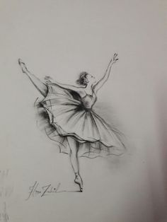 a pencil drawing of a ballerina dancer