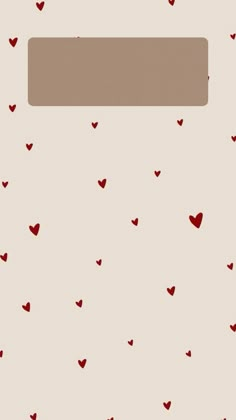 hearts are flying in the air on a beige background with brown and red squares around it