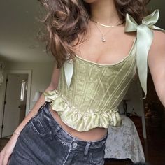 Sabrina Core, Green Corset, Fashion 90s, Dream Aesthetic, Corset Fashion, Stage Outfit, Looks Street Style, Junk Drawer