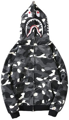 Bape Shark Hoodie, Camouflage Fashion, Sweater Zipper, Hip Hop Jacket, Shark Hoodie, Camo Girl, Couples Sweatshirts