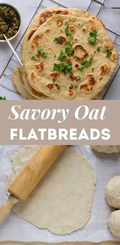 this is an image of savory oat flatbreads