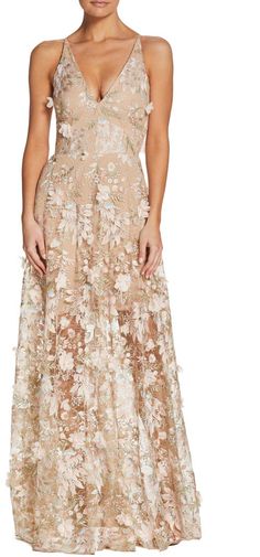 Dress the Population Sidney Deep V-Neck 3D Lace Gown | Nordstrom Mother Of The Bride Dresses Long, Mob Dresses, Floral Dresses Long, Sequin Gown, Dress The Population, Plunge Neckline, Pink Floral Dress, Formal Dresses For Women, A Line Gown