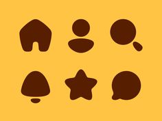 the silhouettes of different shapes and sizes of people's heads on a yellow background