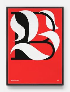 the letter b is made up of black and white letters on a red background,