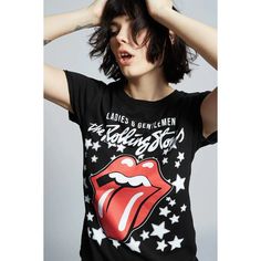 The Rolling Stones Stars Tee This band tee features the iconic lips and tongue logo of The Rolling Stones, along with the title of their 1974 movie. Made for fans, this tee is a bold and stylish way to show your love for the band. Don't miss out on this unique and timeless piece. Fit: Soft cotton fabric. Rolled short sleeves. Ribbed crew neckline. Distressed hems. Slim fit. Model is wearing a size small. Model height is 5'7". The design of this style is fitted. For a more standard fit , choose a size up. Material: 100% Cotton Band Tees, Rolling Stones, Accessories Bracelets, Model Height, Timeless Pieces, Crew Neckline, Denim Dress, Rolls, Lounge Wear