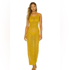 Savannah Morrow Jamaica Maxi Dress In Mango Fitted Beachwear Dresses, Fitted Beachwear Dresses For Daywear, Fitted Long Dresses For Beach Season, Long Fitted Beach Dress For Spring, Yellow Long Beach Cover-up Dress, Yellow Long Dress For Beach Cover-up, Fitted Yellow Beach Cover-up Dress, Jamaica Crochet, Savannah Morrow