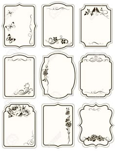 a set of nine ornate frames with flowers and leaves on them stock photo - 13879