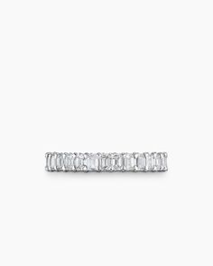 DY Eden Eternity Band Ring in Platinum with Emerald Diamonds, 3.5mm Diamond Eternity Band, Women's Rings, Eternity Band Ring, Eternity Band Diamond, Diamond Eternity, Eternity Band, Emerald Diamond, Emerald Ring, David Yurman