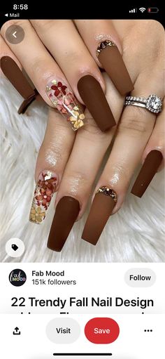 Burgundy Nails Acrylic Coffin Long, Thanks Giving Nails Acrylic Coffin, Thanksgiving Nails Press On, Fall Acrylic Nails Autumn Coffin, November Coffin Nails, Fall Nails With Rhinestones, October Birthday Nails, Fall Bling Nails, Coffin Nails Thanksgiving