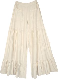 An elegant piece of true bohemian clothing - these long and wide-leg pants have a tiered construction and a crinkle effect.  The fabric is high-quality sustainable raw linen (khadi/khaddar). #tlb #SplitSkirtsPants #vacationclothing #bohemianfashion #khadipants #naturalpants Hippie Pants Outfit, Tie Dye Long Skirt, Beige Clothing, Natural Bohemian, Bohemian Pants, Square Pants, Hippie Pants, Bohemian Clothing, Transition Outfits