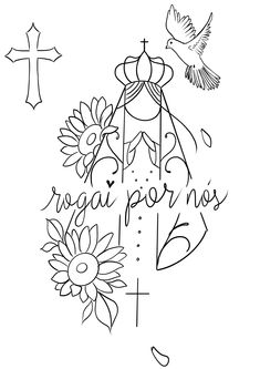 a cross with flowers and a dove on it