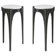 pair of black and white side tables